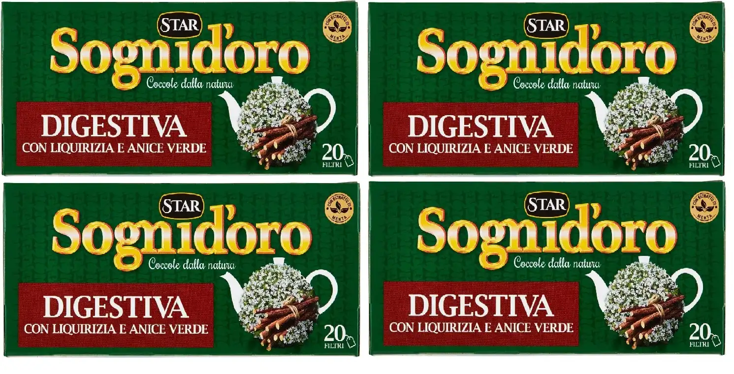 Sognid'Oro Tisana Digestiva con Anice, Liquirizia e Menta 4 Confezioni da 20 Fil