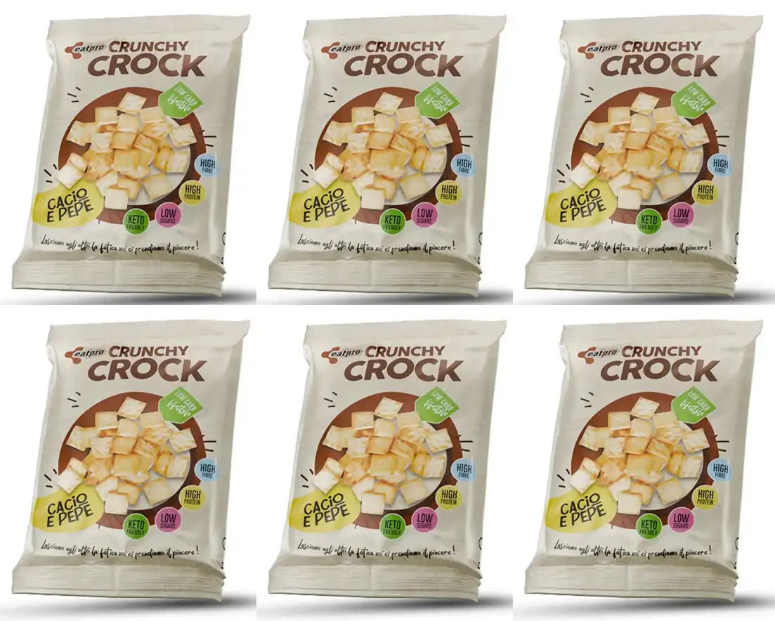6 Pezzi Eat Pro Crunchy Salatini Proteici Cacio e Pepe, Snack 40g – Croccanti