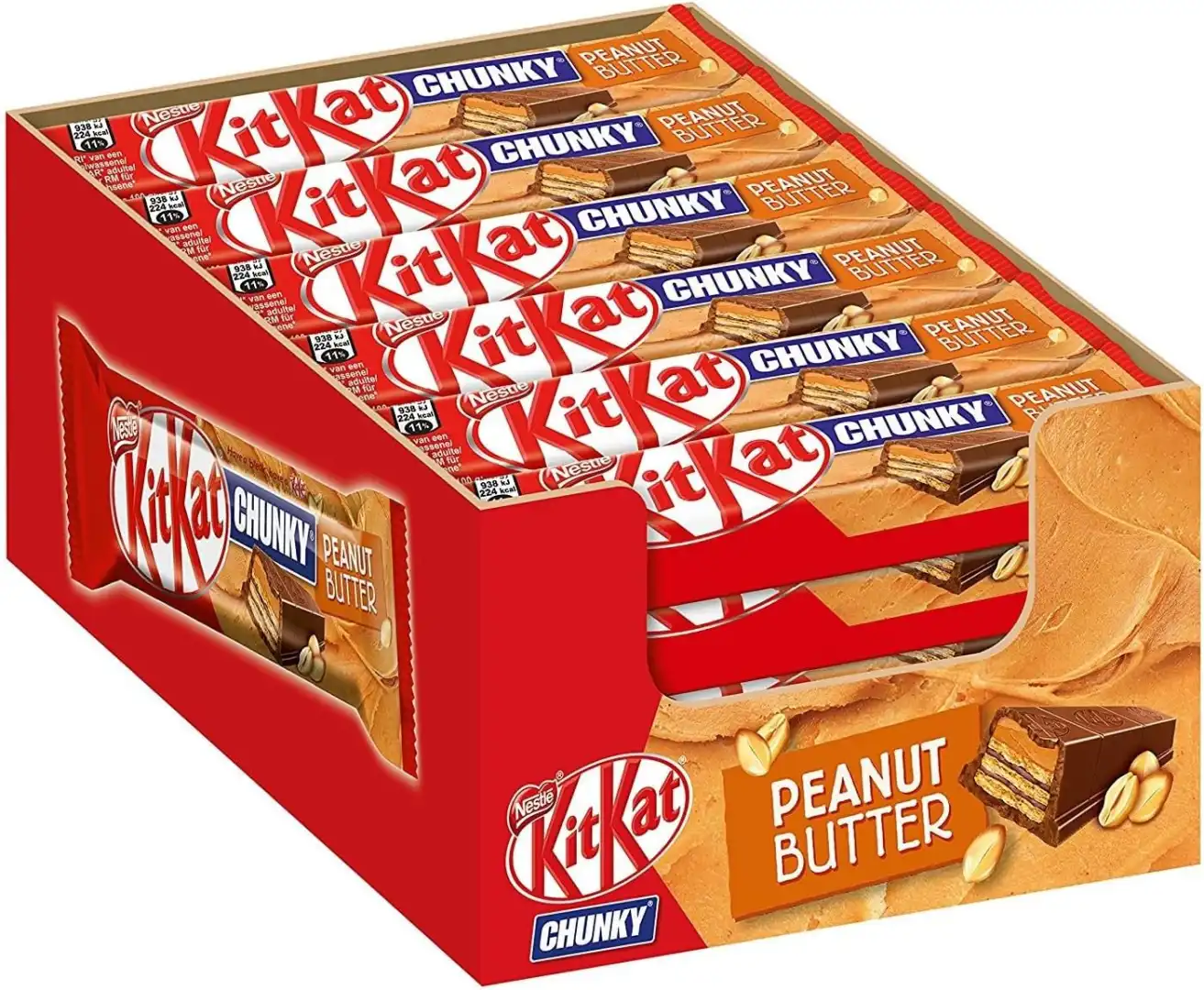 Kit Kat Chunky Peanut Butter Bar Scatolo 24 Pezzi (24x42g) con Burro di Arachidi