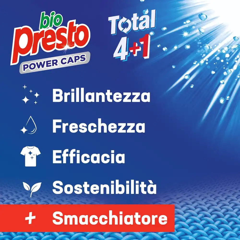 Bio Presto Power Caps Classico, Detersivo Lavatrice Predosato, 54 Lavaggi