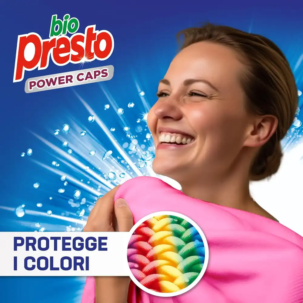Bio Presto Power Caps Color, Detersivo Lavatrice Predosato, 54 Lavaggi
