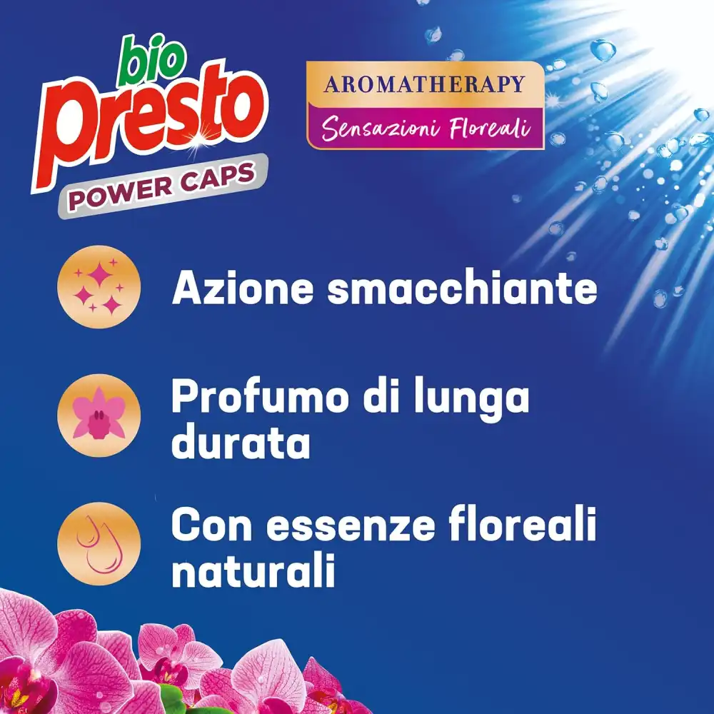 Bio Presto Power Caps Color, Detersivo Lavatrice Predosato, 54 Lavaggi