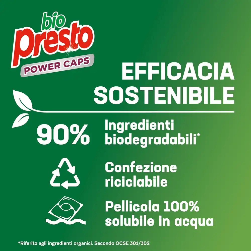 Bio Presto Power Caps Color, Detersivo Lavatrice Predosato, 54 Lavaggi