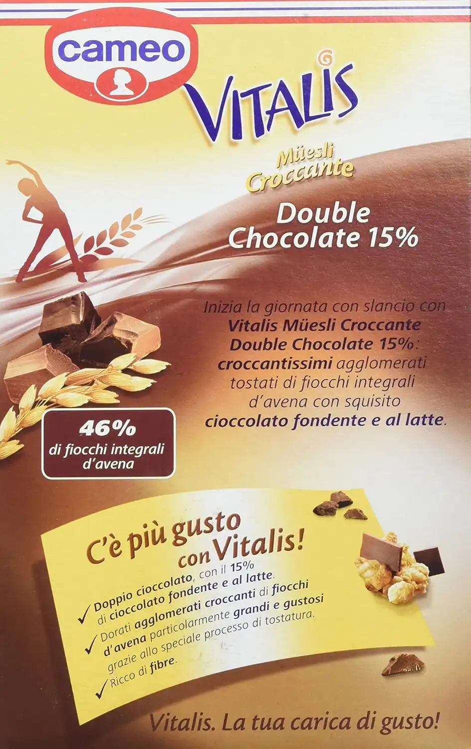 Cameo Vitalis Croccante con Cioccolato Fondente e al Latte, 300g Confezione da 8