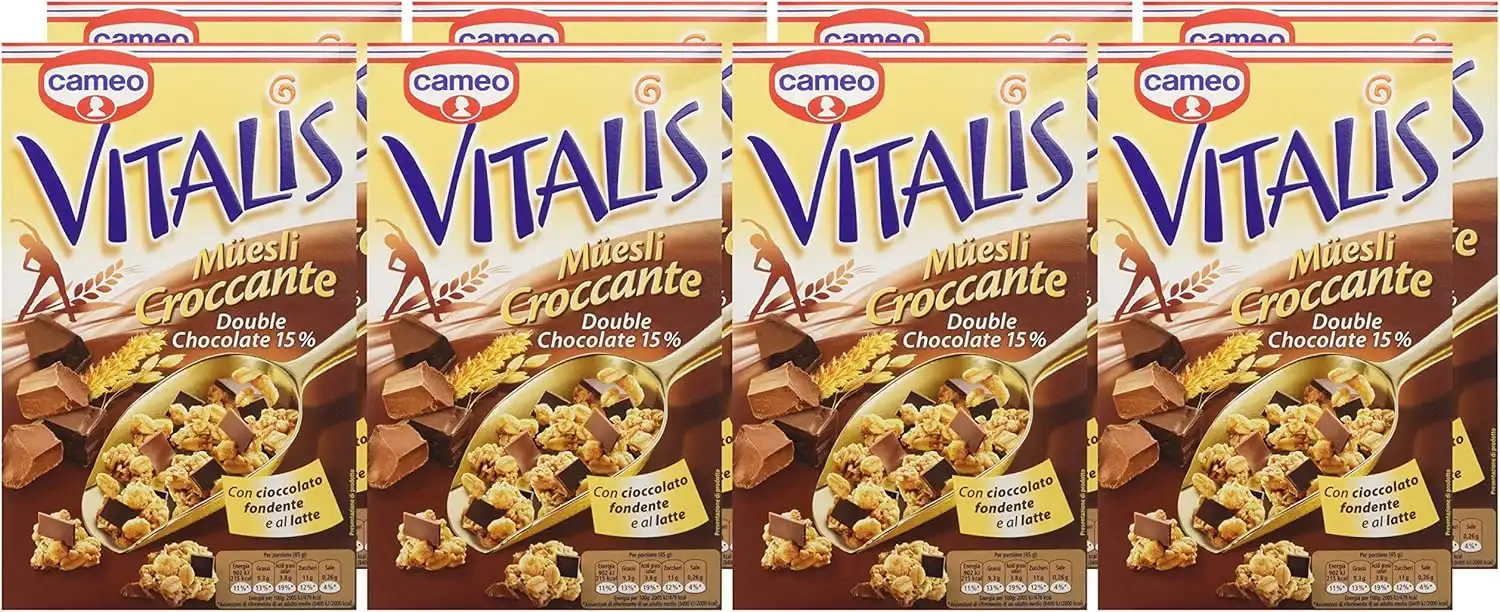 Cameo Vitalis Croccante con Cioccolato Fondente e al Latte, 300g Confezione da 8