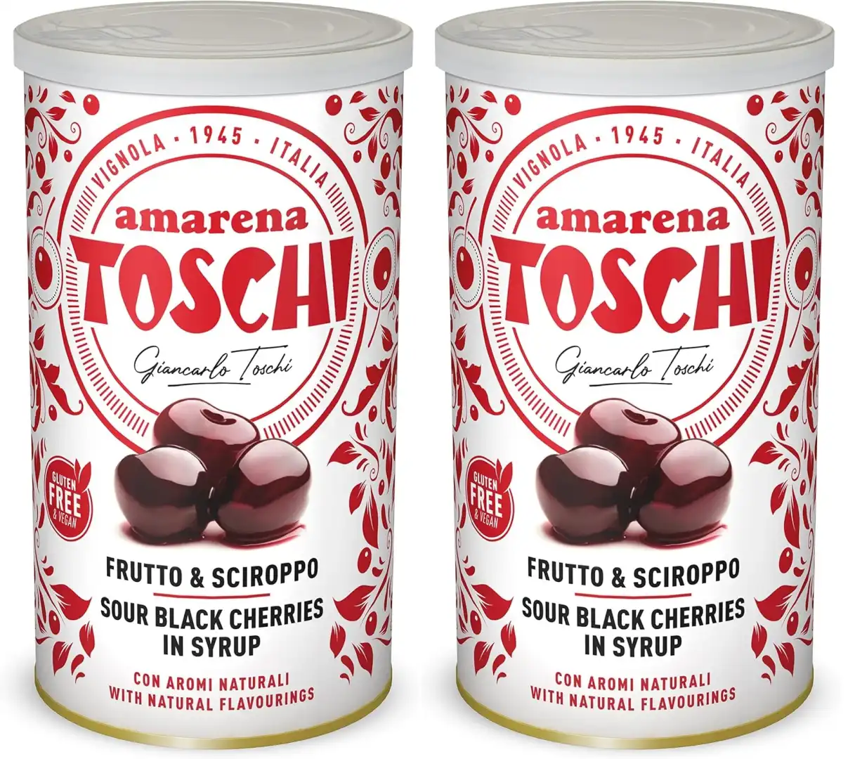 AMARENA Toschi - 2 Vasetti da 400g (Totale 800g) - Frutto e Sciroppo