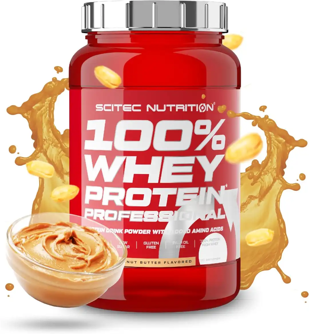 Scitec 100% Whey Protein Professional - Burro di Arachidi, 920g, Senza Glutine
