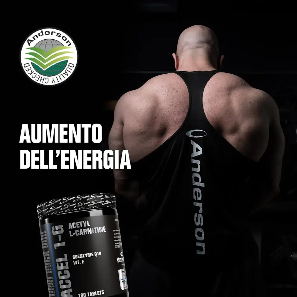 Anderson ACCEL 1-G - Acetil L-Carnitina Termogenico Bruciagrassi, 100 Compresse