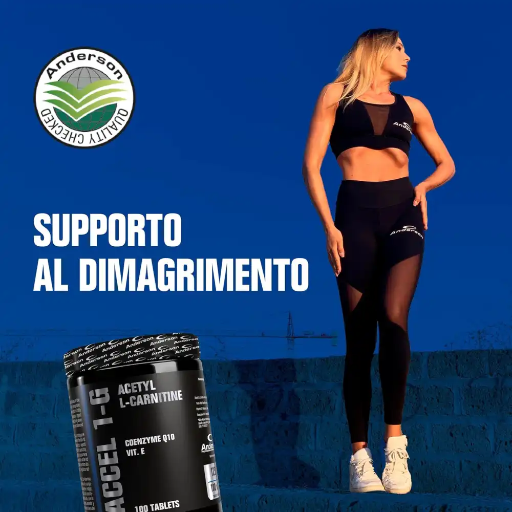 Anderson ACCEL 1-G - Acetil L-Carnitina Termogenico Bruciagrassi, 100 Compresse