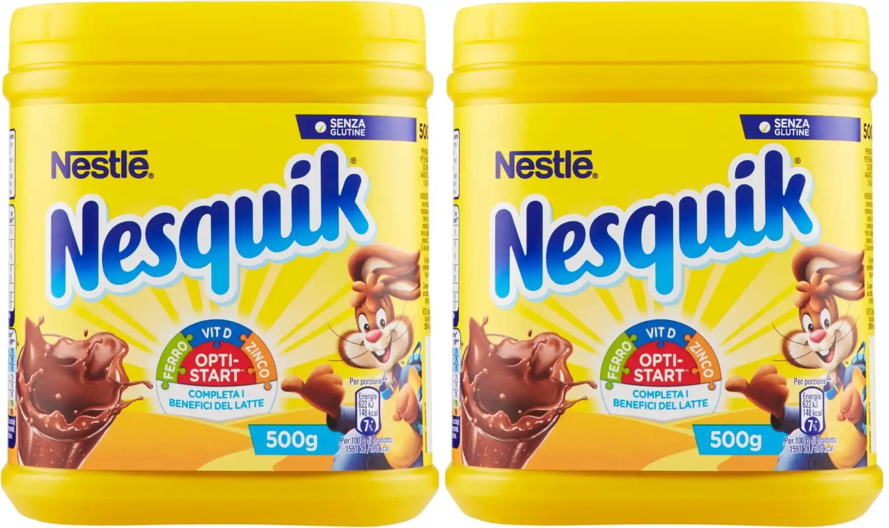 Nesquik Opti-Start Cacao Solubile per Latte 2x500g Barattoli da 1kg Totale