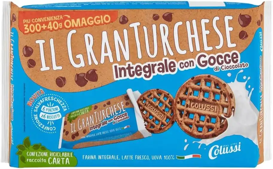 8X GranTurchese Integrale con Gocce di Cioccolato Biscotti 340g
