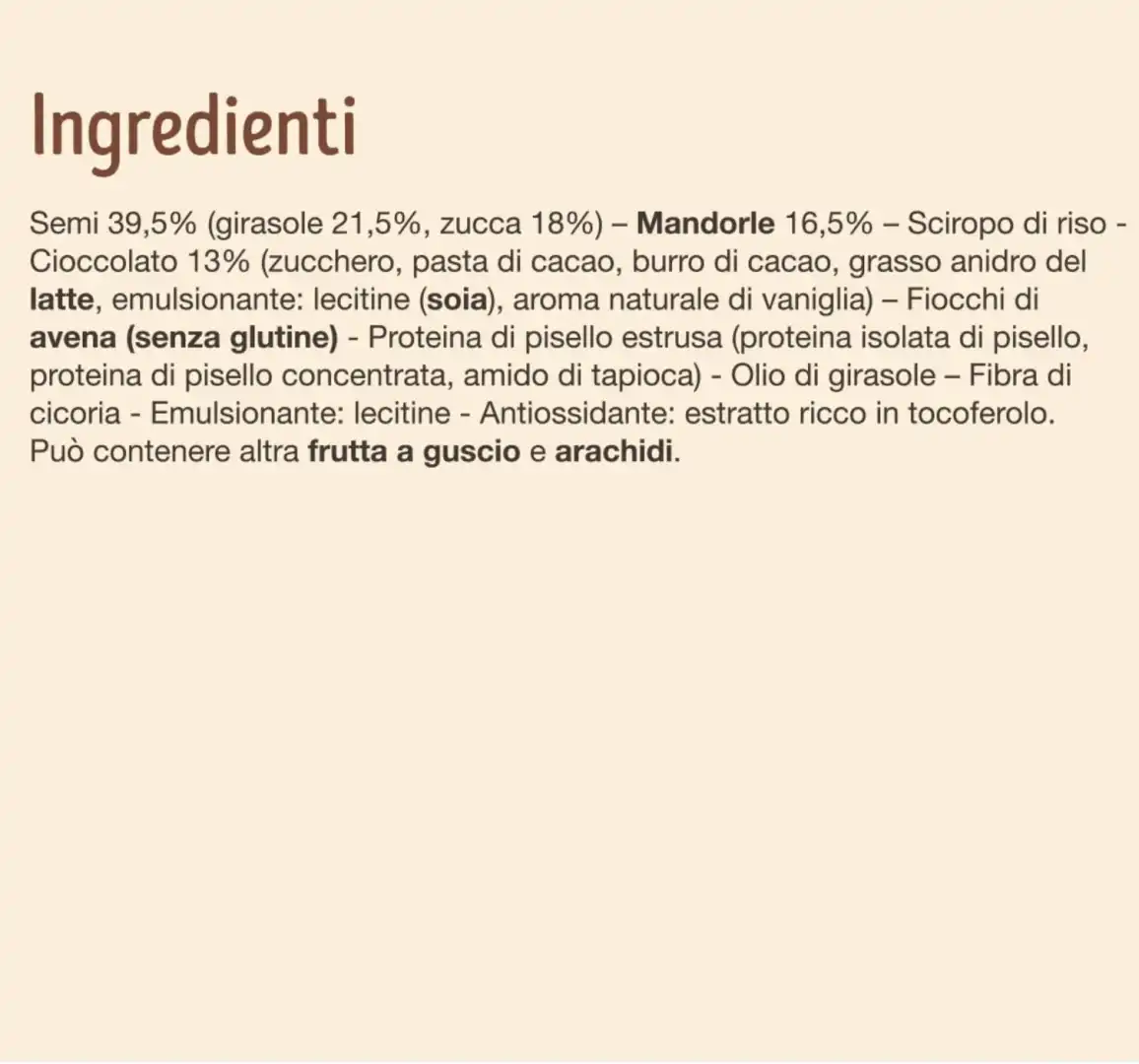 4 Confezioni Misura Protein Barrette Cioccolato Fondente, Semi e Mandorle 120g