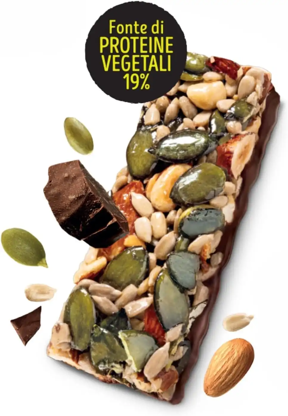 4 Confezioni Misura Protein Barrette Cioccolato Fondente, Semi e Mandorle 120g