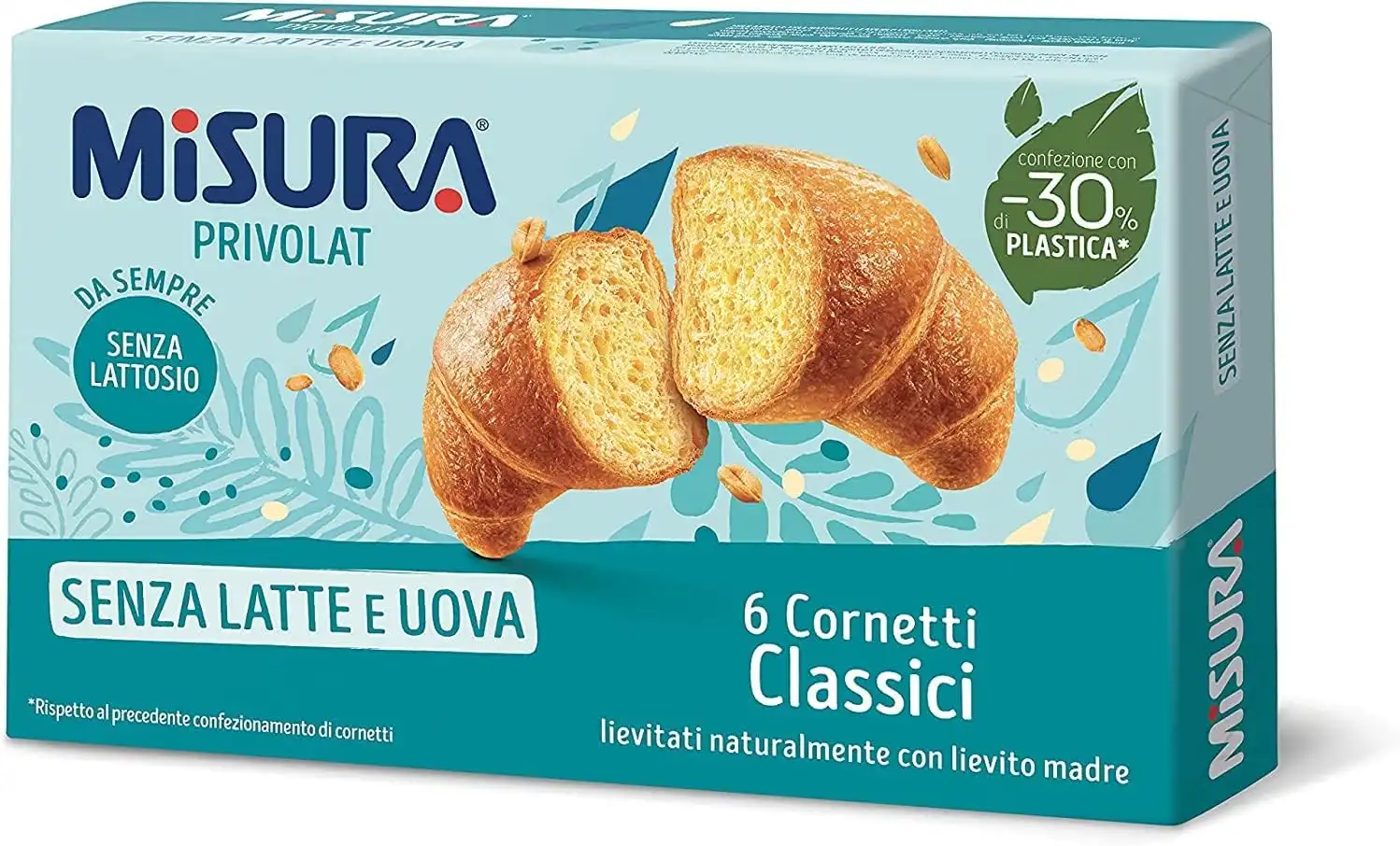 6X Misura Privolat Cornetti Classici Vuoti Senza Latte e Uova 246g 6 Confezioni