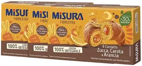 3X Misura Fibrextra Cornetti Integrali Zucca, Carota e Arancia 308g 3 Confezioni