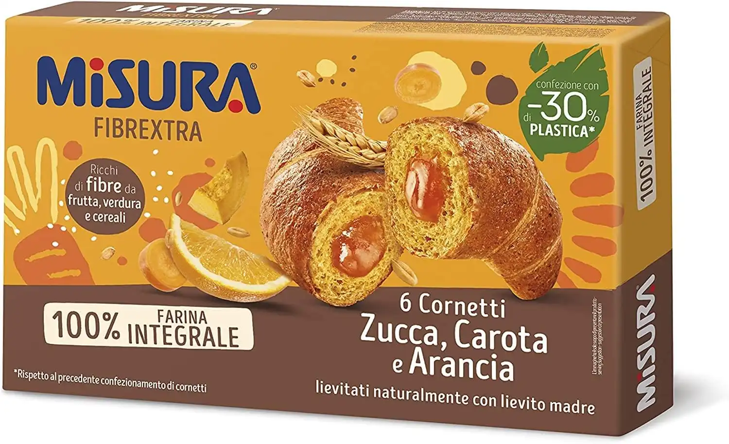 3X Misura Fibrextra Cornetti Integrali Zucca, Carota e Arancia 308g 3 Confezioni