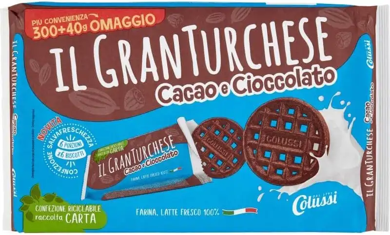 3X Colussi Il GranTurchese Cacao e Cioccolato Fondente 340g 6 Porzioni