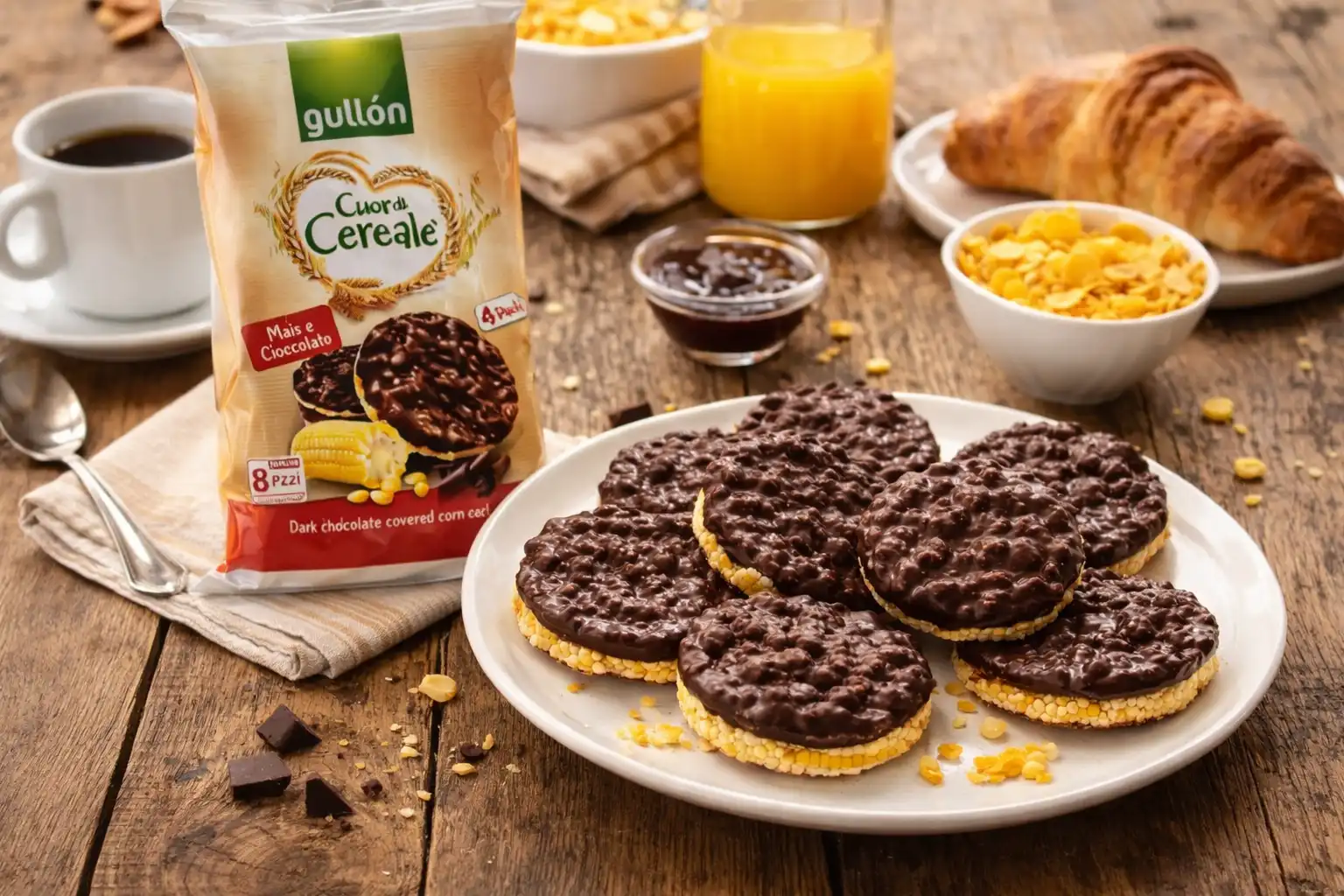 8 Pezzi Gallette di Mais Ricoperte al Cioccolato Fondente 100g
