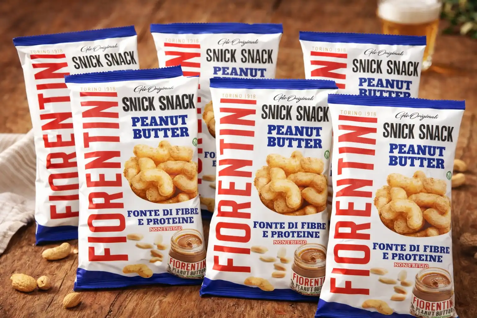 6x Fiorentini Snack Mais Ripieni Crema Arachidi Senza Glutine Proteici 6x70g