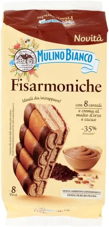 6X Mulino Bianco Fisarmoniche 264g Merendine Crema Malto Orzo e Cacao Novità