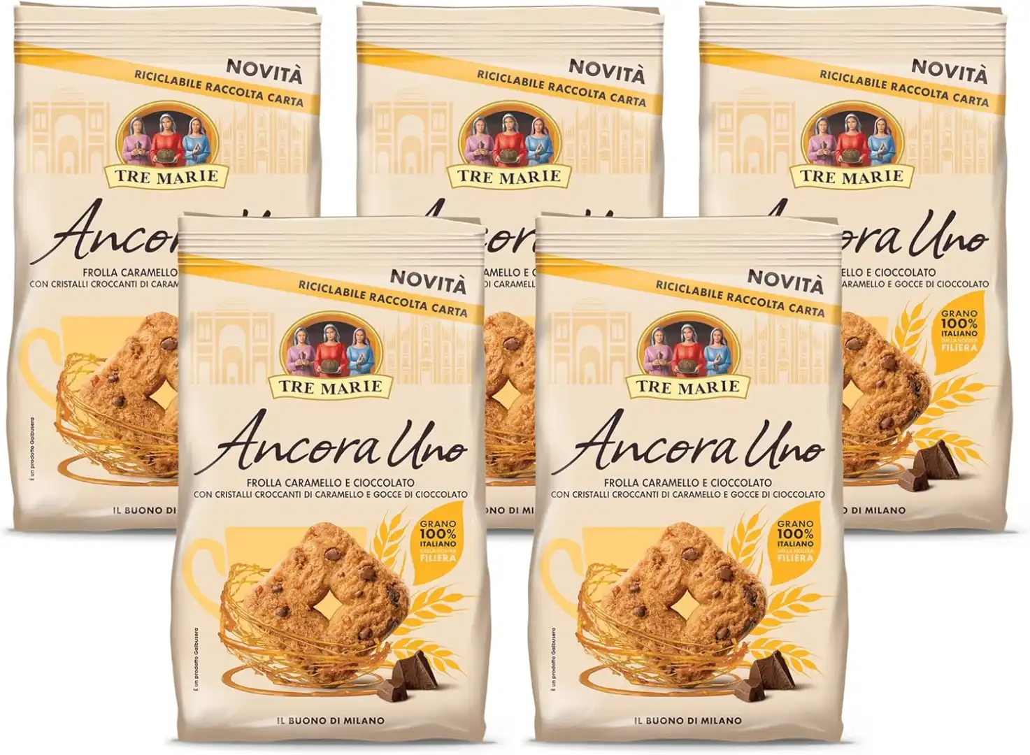 5x Tre Marie Biscotti Ancora Uno Caramello e Cioccolato 300g Grano Italiano