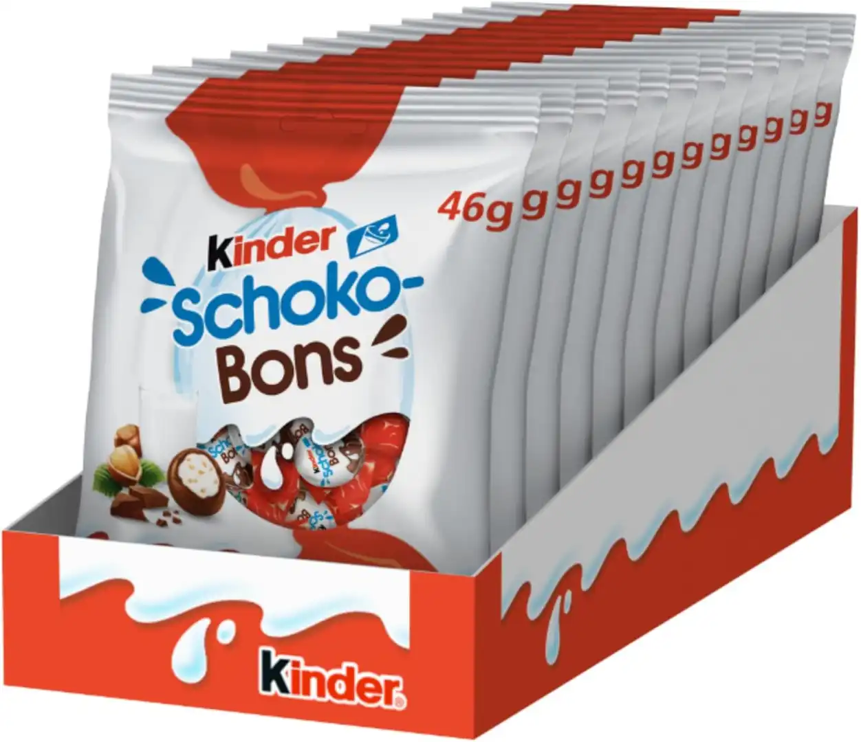 Kinder Schoko-Bons Cioccolatini al Latte con Nocciole - 12x46g Senza Glutine