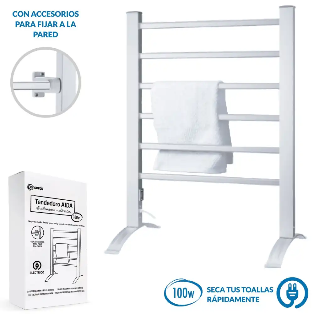 Stendino Elettrico a Termosifone 100W da Muro e Appoggio in Alluminio 90x53x35.5