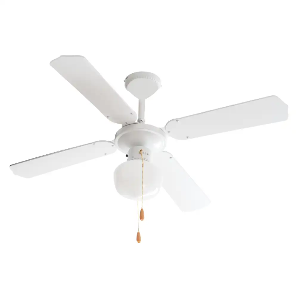 Ventilatore a Soffitto 4 Pale in Alluminio con Luce 50W Diametro 105cm Bianco