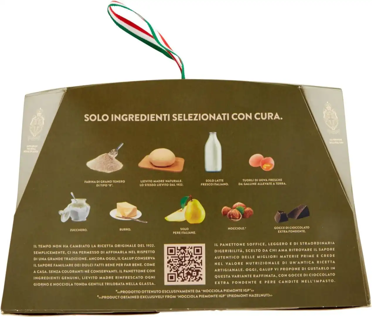 Galup Panettone Pere e Cioccolato 750 Gr Con Glassa Alla Nocciola