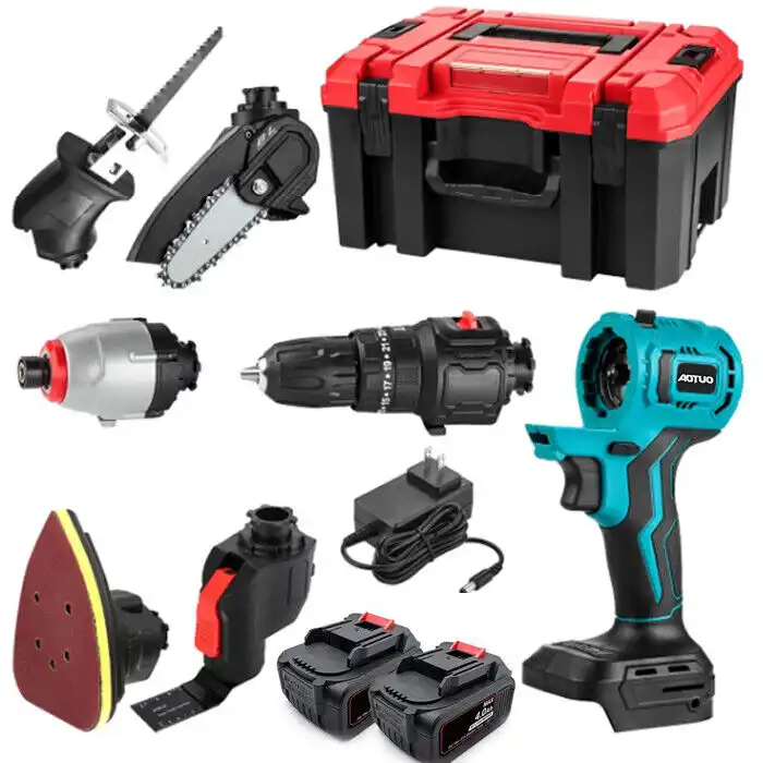 Kit Trapano a 2 Batterie Sega Levigatrice Avvitatore Multiuso 6 in 1 Oscillatore