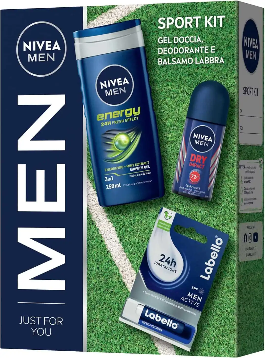 Nivea Man Sport Kit Cofanetto Regalo Uomo Gel Doccia Deodorante e Balsamo Labbra