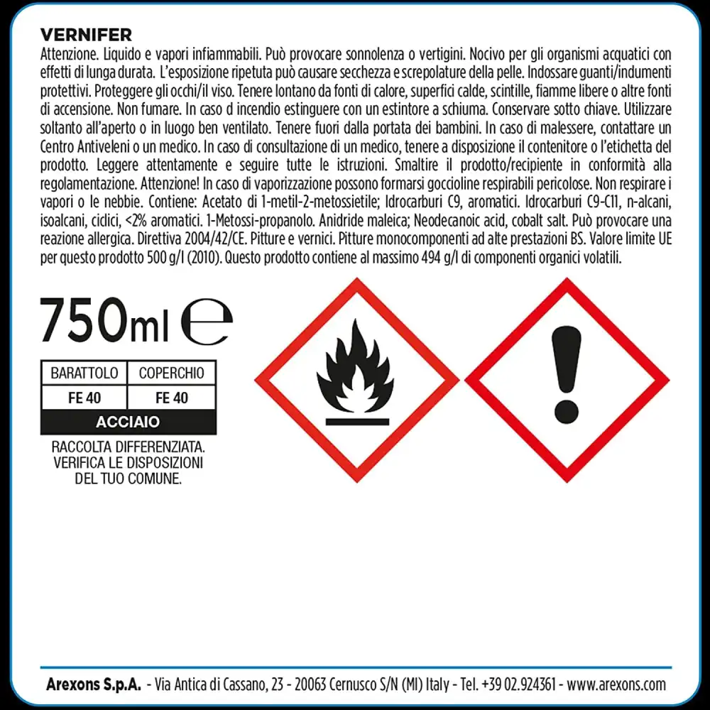 Vernice + Antiruggine Smalto Arexons Vernifer Antracite Antichizzante 750Ml 4888