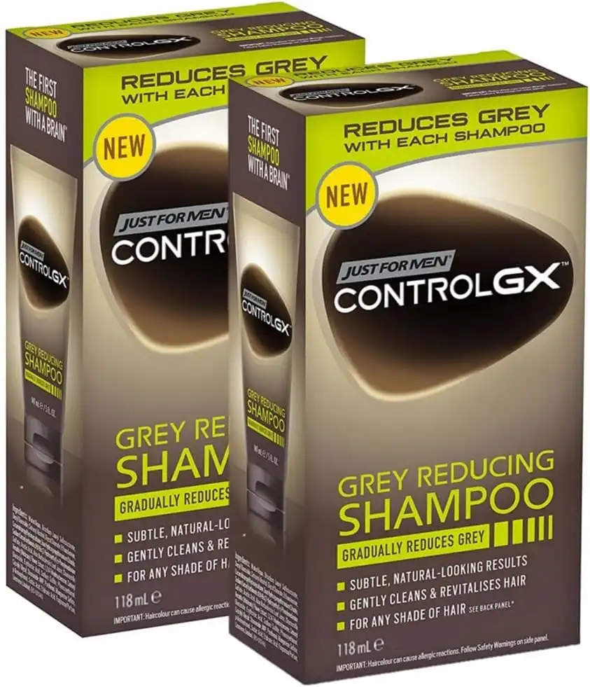 2 Pezzi Just For Men Control GX Grey Reducing Shampoo Per Capelli Grigi 4005113
