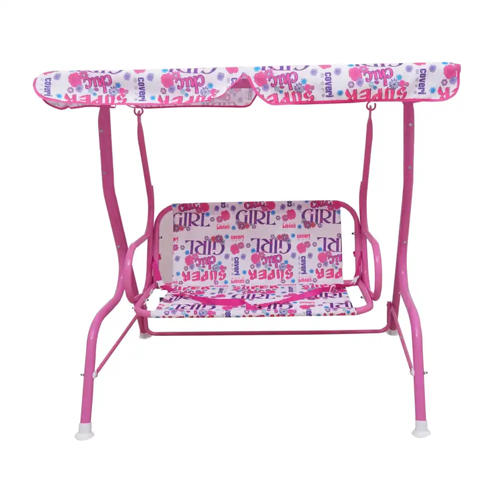Dondolo da Giardino per Bambine 2 Posti con Tettuccio e Cinture 110x71x117h cm