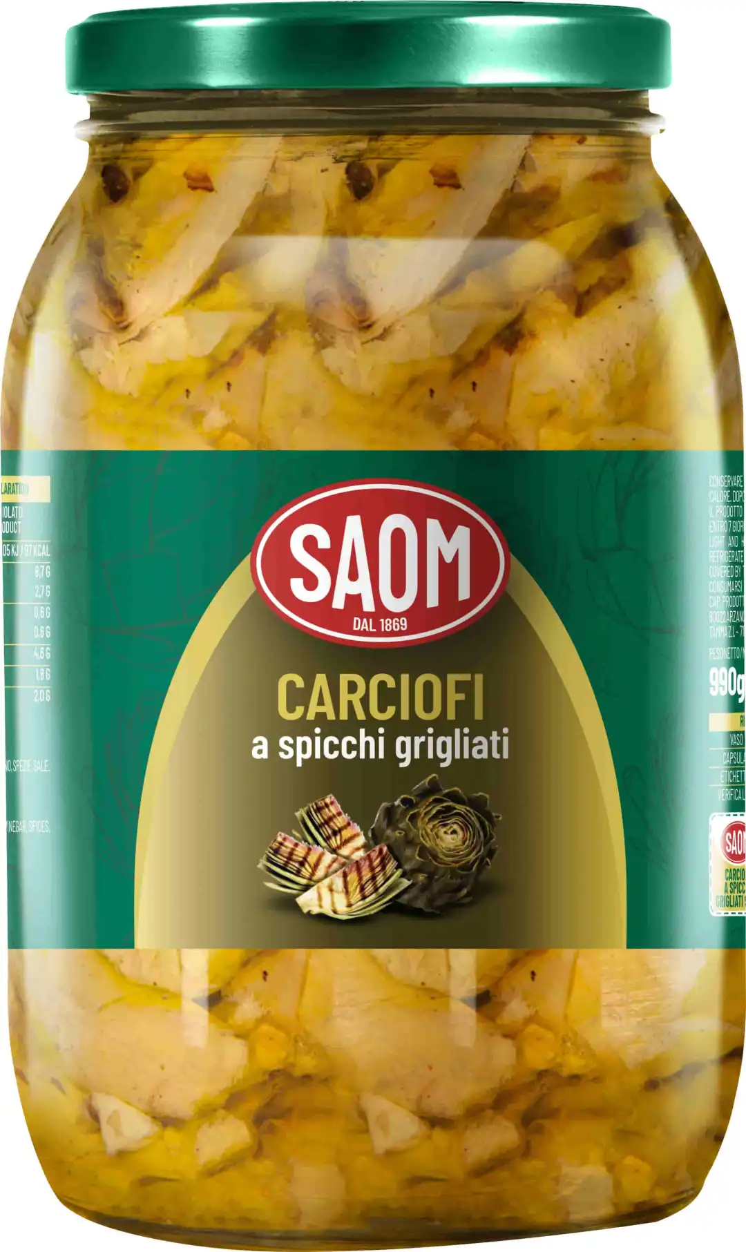 6x Saom Carciofi a Spicchi Grigliati 950gr Sottolio in Barattolo di Vetro 6x950g