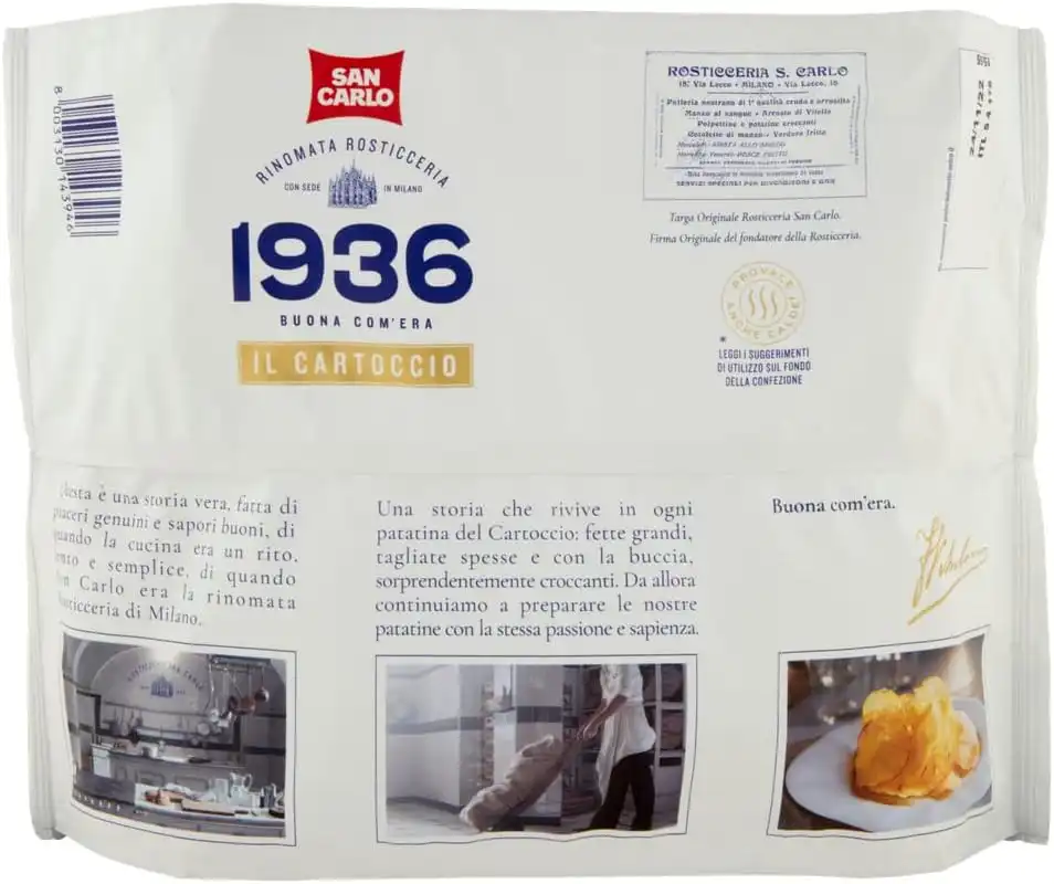 6x San Carlo 1936 Il Cartoccio Patatine 170g – Grandi, con Buccia, Senza Glutine