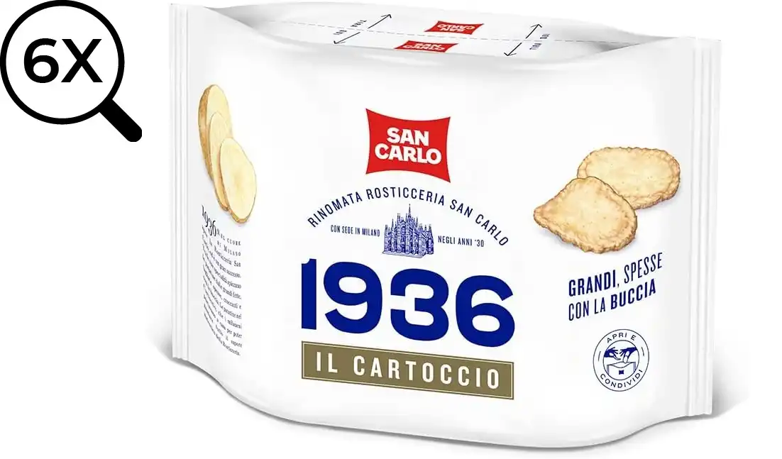 6x San Carlo 1936 Il Cartoccio Patatine 170g – Grandi, con Buccia, Senza Glutine