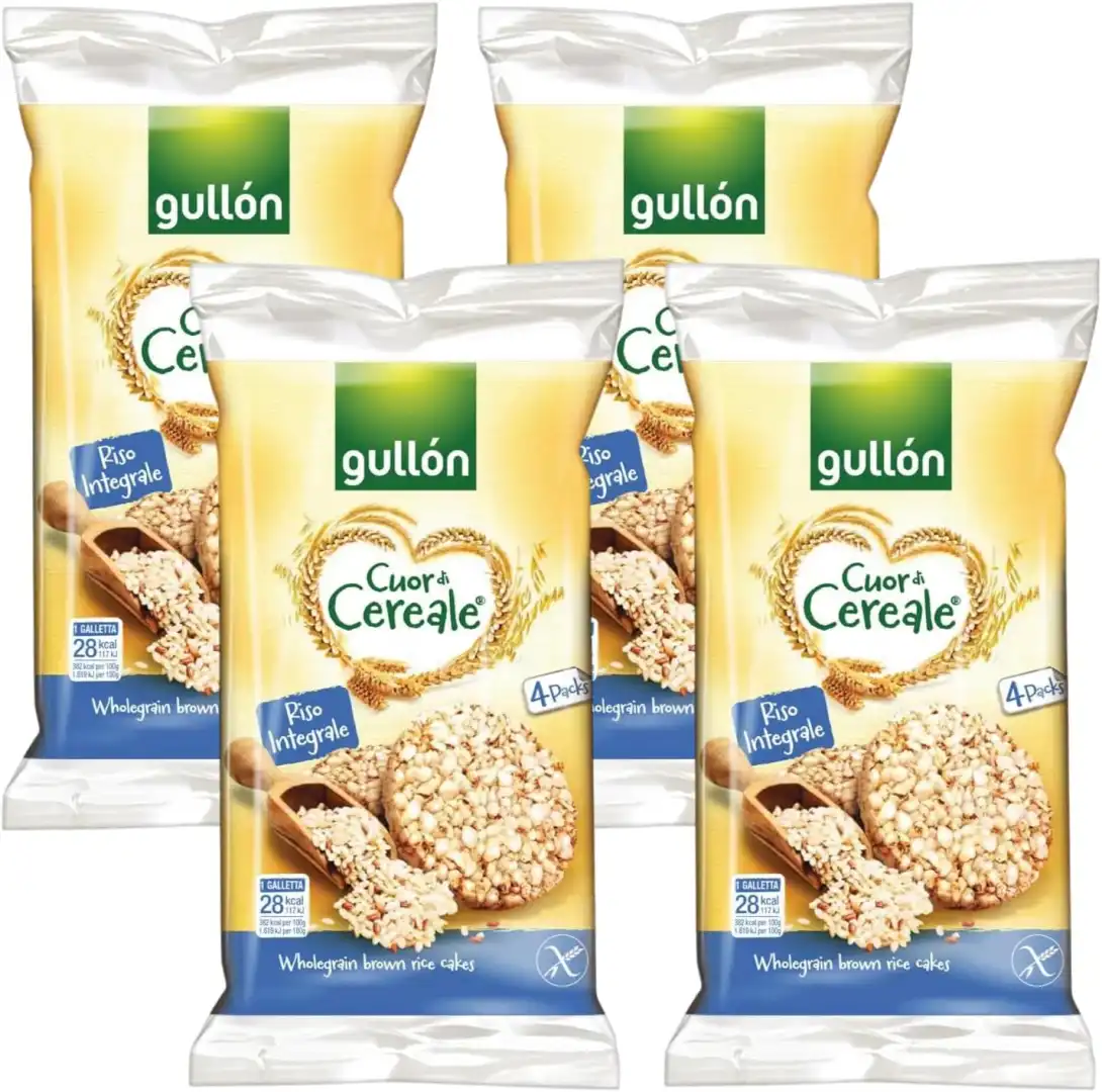 4X Gullon Cuor di Cereale Gallette Riso Integrale Senza Glutine 115g