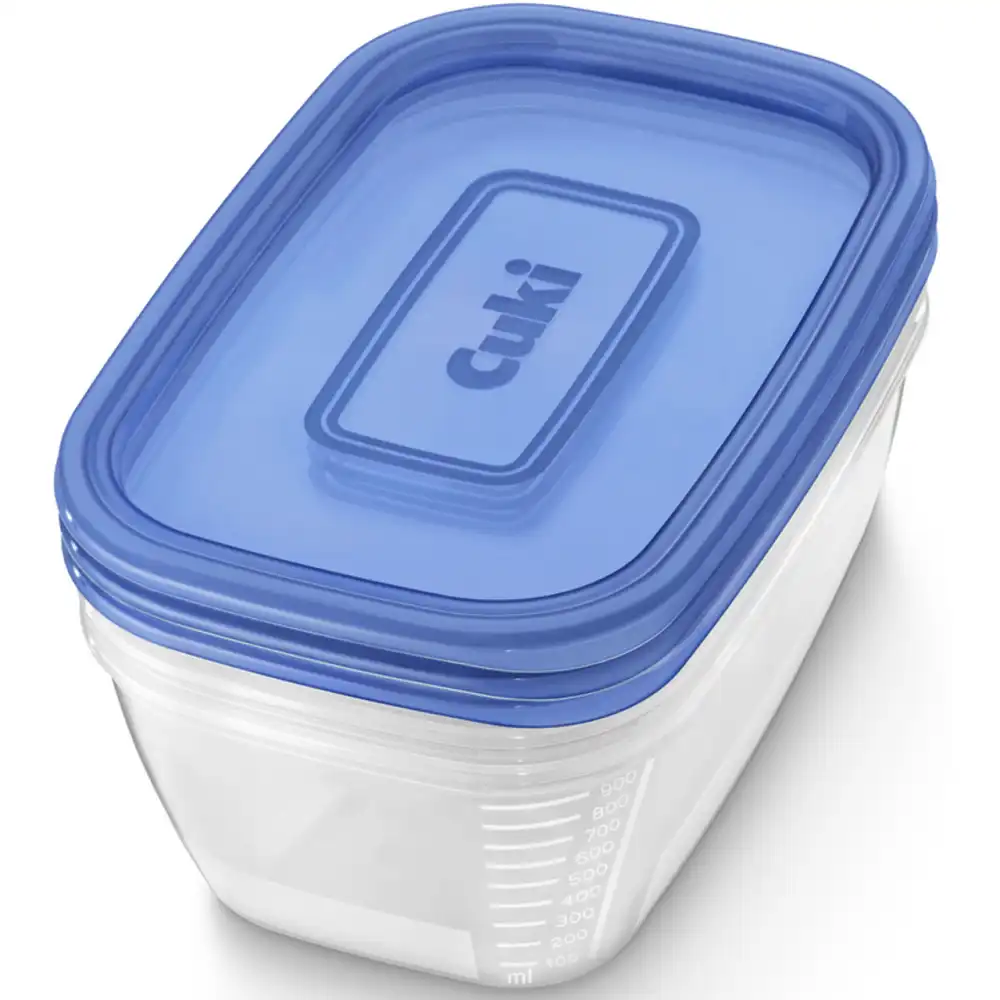 Cuki Contenitori Ermetici 1000ml Rettangolari con Coperchi 3pz Riutilizzabili
