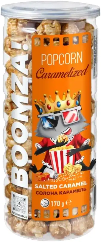 Boomza Pop Corn Caramellati 170g Salted Caramel + Royal Caramel in Barattolo