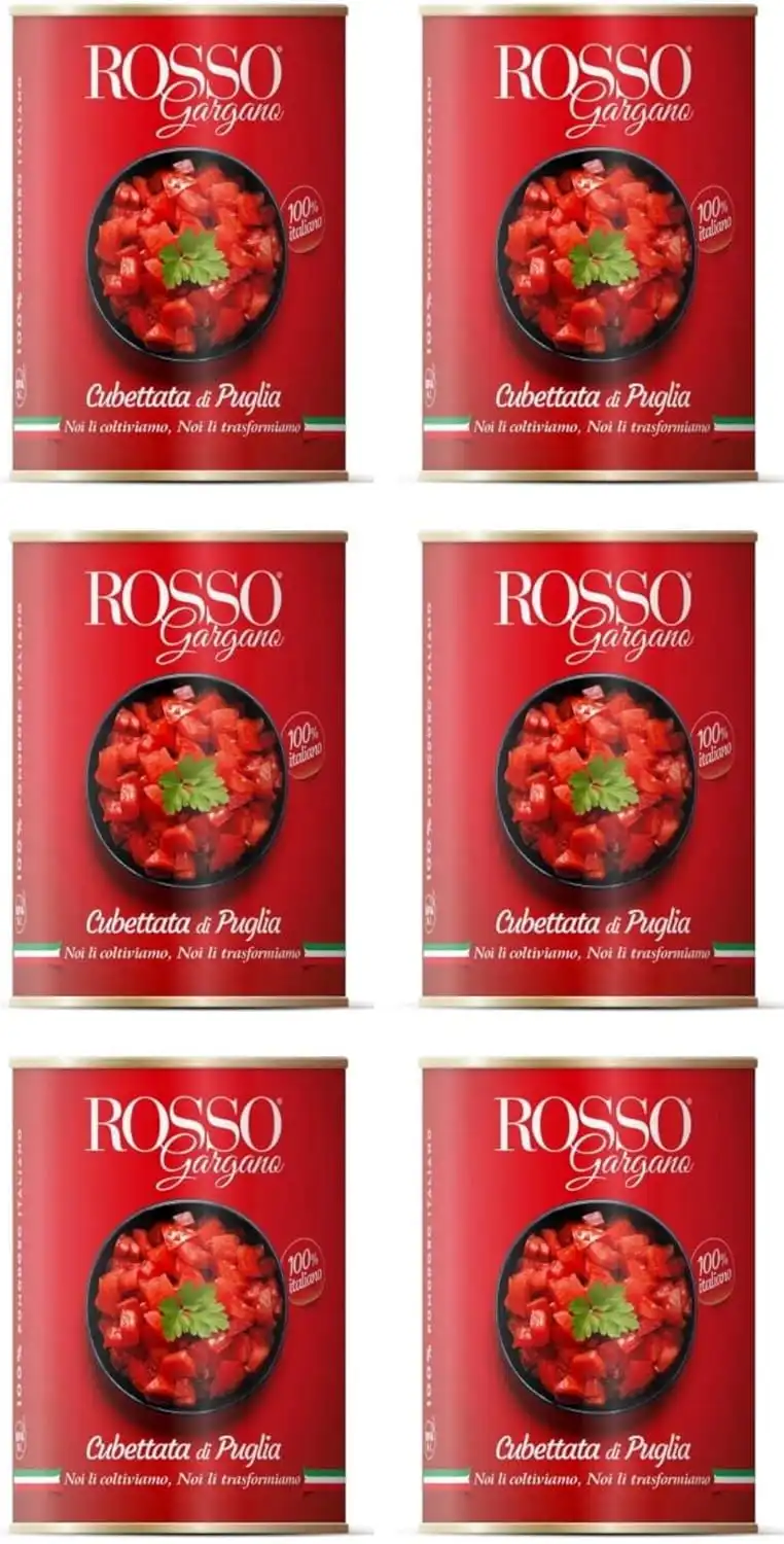 Rosso Gargano Pomodori Dadini Cubettati Puglia 6x400g Qualita Italiana Top