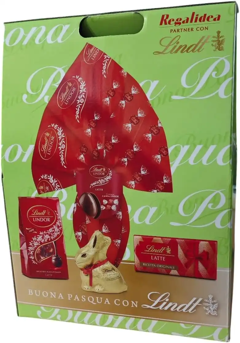 Regalidea Buona Pasqua con Lindt 4pz – Confezione Regalo 180g con Uovo e Dolci