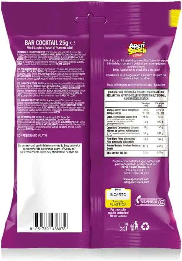 Aperisnack Bar Cocktail 20pz Salatini Misti Monoporzione 25g Aperitivi e Feste