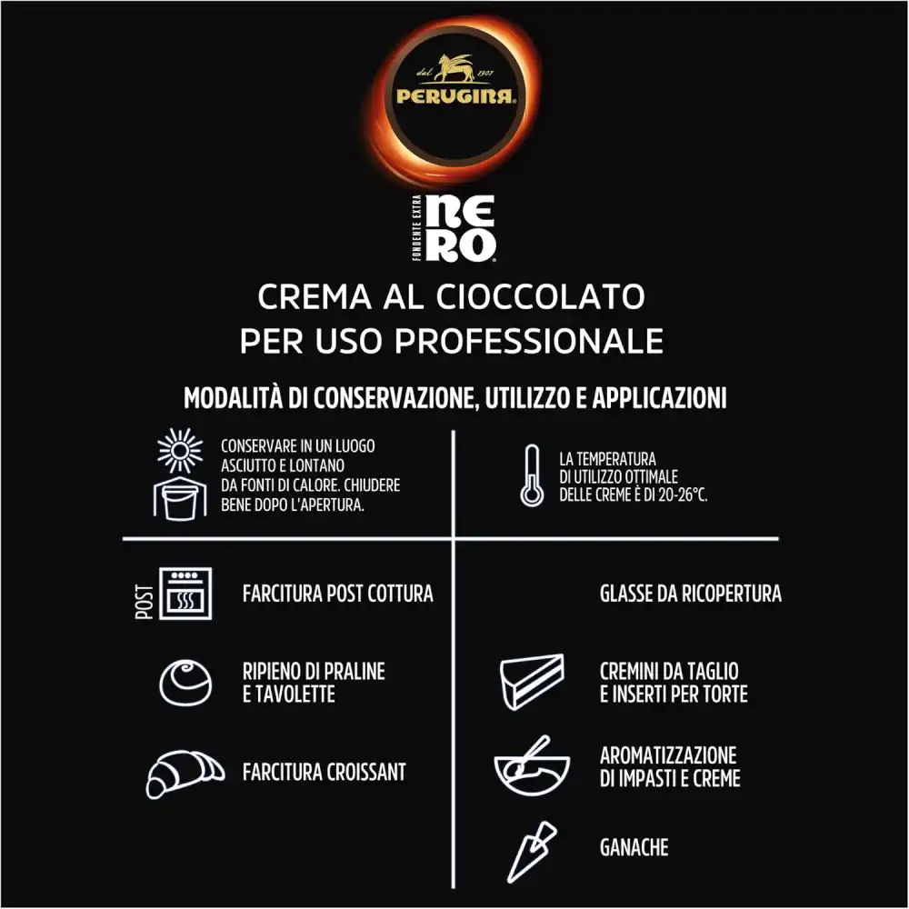 Perugina Nero Crema Spalmabile 3kg – Cioccolato Fondente in Secchiello
