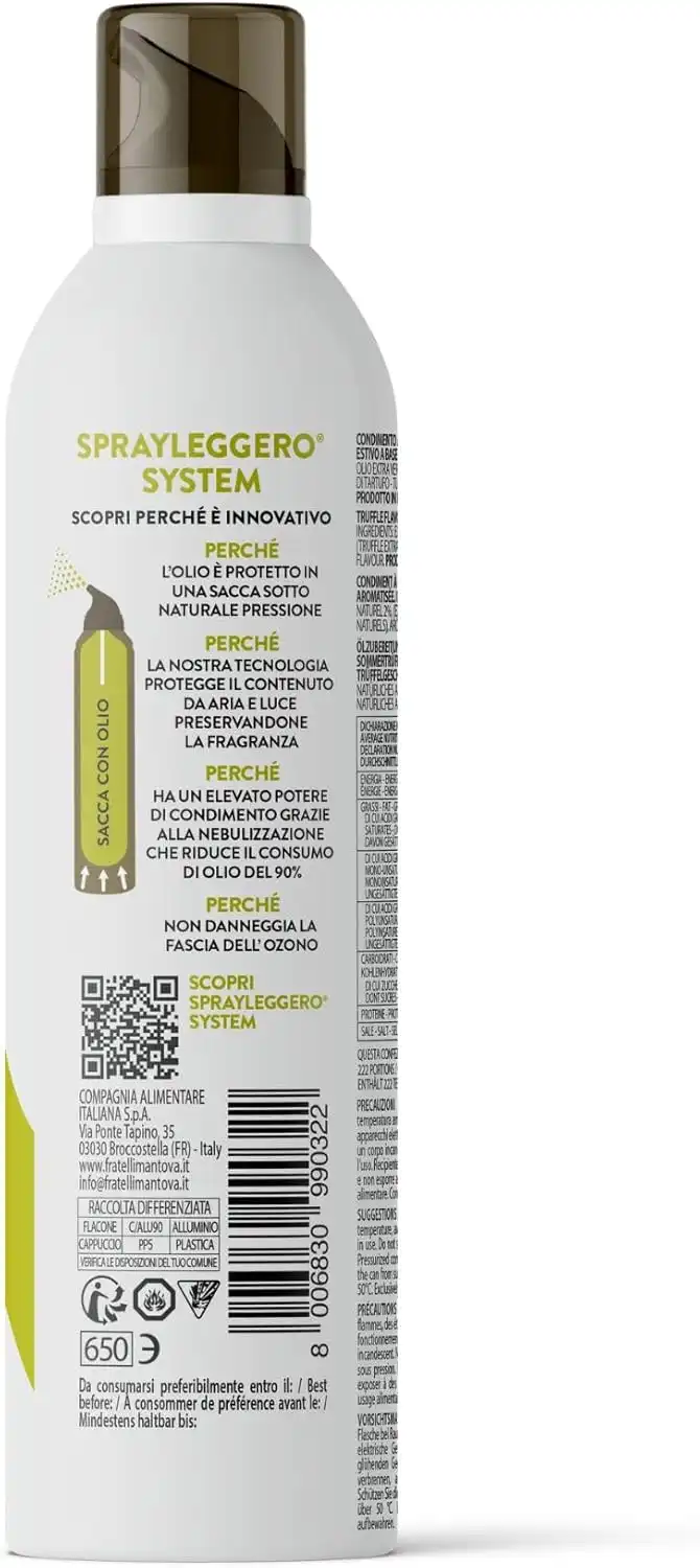 Spray al Tartufo Nero in Olio EVO 400ml – 100% Naturale e Leggero – Sprayleggero