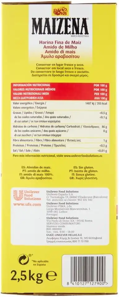 Maizena Amido di Mais 2,5kg – Senza Glutine, Uso Professionale, Alta Qualità