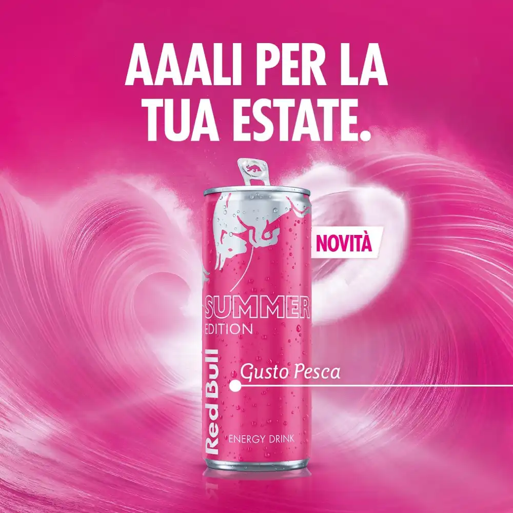 Red Bull Energy Drink Gusto Pesca 250ml Confezione da 24 Lattine Summer Edition