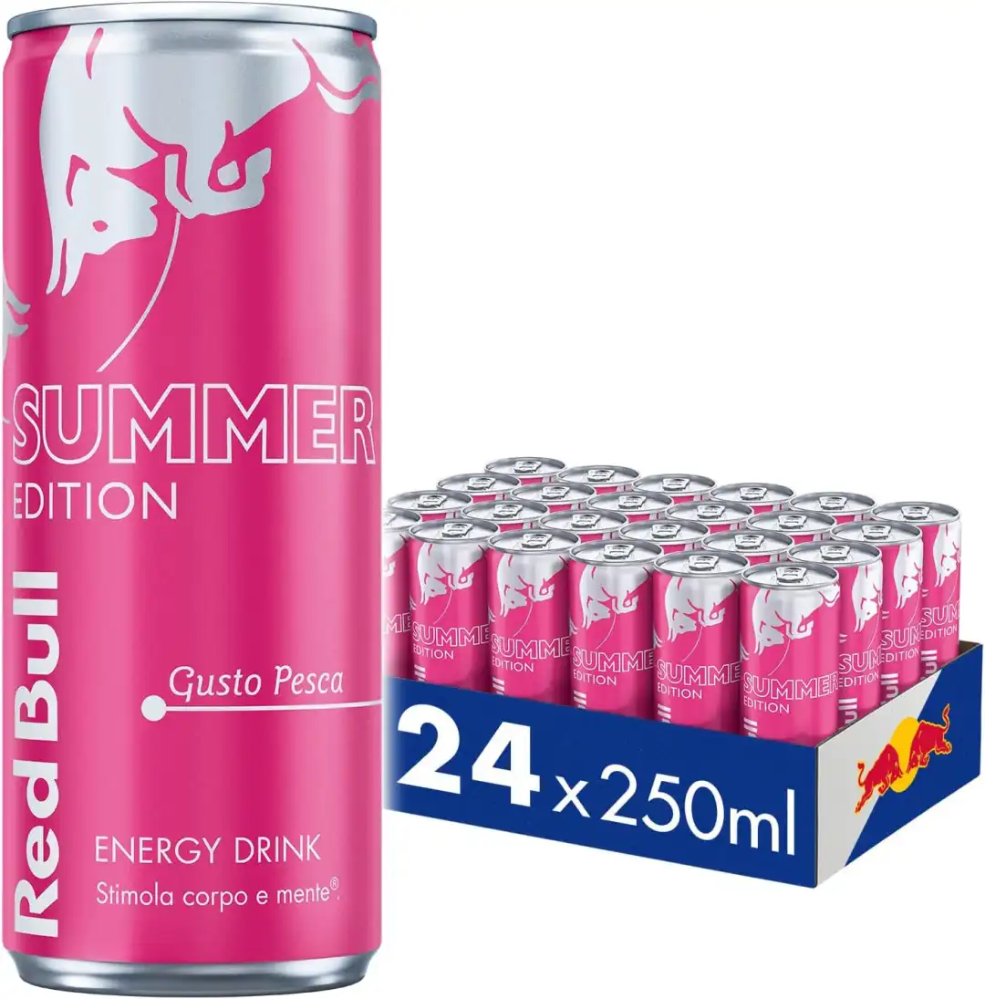 Red Bull Energy Drink Gusto Pesca 250ml Confezione da 24 Lattine Summer Edition