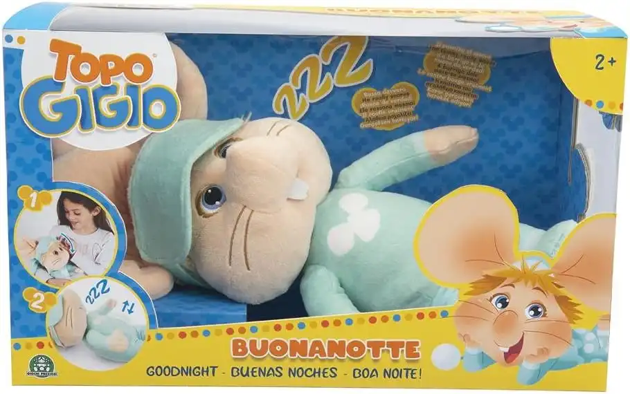 Topo Gigio Buonanotte Peluche parlante Con voce e suoni della nanna 30 cm
