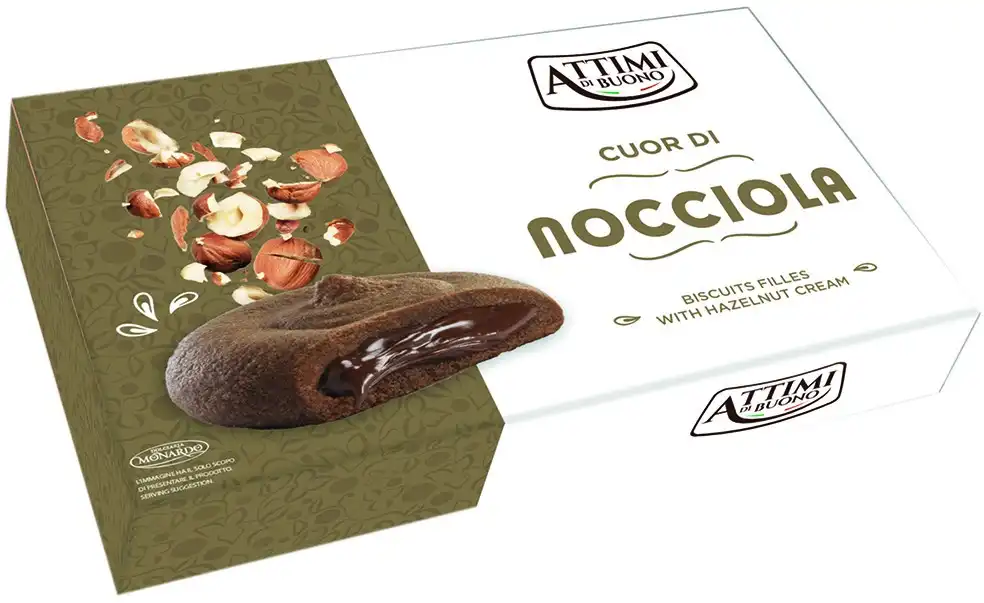 3x Monardo Attimi di Buono Cuor di Nocciola Biscotti Ripieni 100g